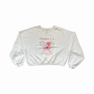 The Westside Collective cropped graphic sweatshirt Hibiscus Tennis Club Sz S